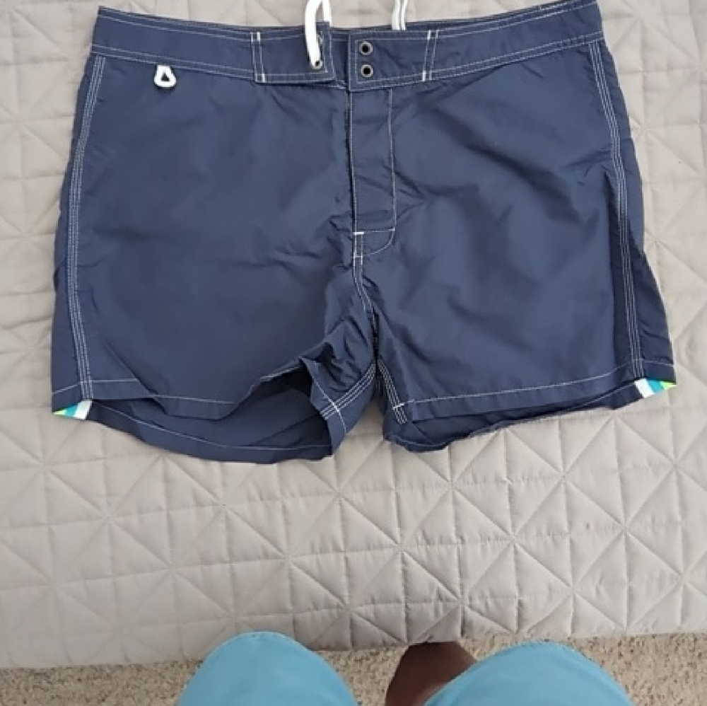 Sundek Navy Swim Shorts with Neon Accents